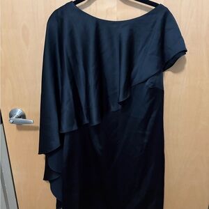 Ralph Lauren One-Shoulder Black Cascade Dress